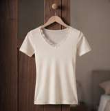 Liabel (3 pezzi) Maglia Donna Lana e Cotone Mezza Manica con pizzo 5321 1036