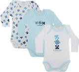 3 Body Neonato/a Liabel 02828C Manica Lunga Bianco e Fantasia in Caldo Cotone