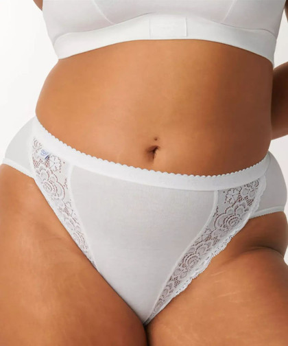 2 Slip Donna Sloggi In Cotone Con Inserti In Pizzo a Tema Floreale