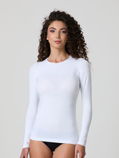 Maglia Donna Manica Lunga Girocollo in Cotone Elasticizzato JADEA 4055