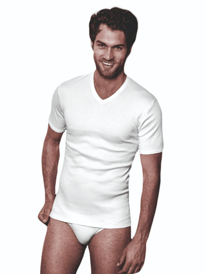 Maglia Uomo Mezza Manica Scollo a V Nottingham Pop in Cotone Interlock