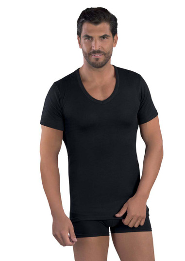 Maglia Uomo Mabrat MMUB72 Mezza Manica Scollo a V in Lana e Cotone - Made in Italy