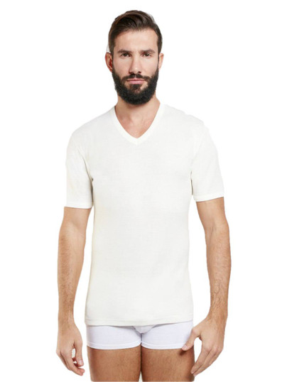 Maglia Uomo Mezza Manica Scollo a V Nottingham TV18 Esterno Lana  Interno Cotone