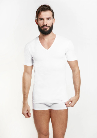 Maglia Uomo Mezza Manica Scollo a V Nottingham TV16 Esterno Lana Interno Cotone