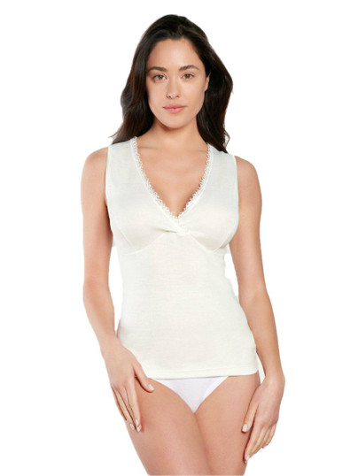 Canotta Donna Nottingham VL23W Spalla Larga Formaseno con Pizzo in Lana e Cotone Canotta Donna Nottingham VL23W Spalla Larga Formaseno con Pizzo in Lana e Cotone