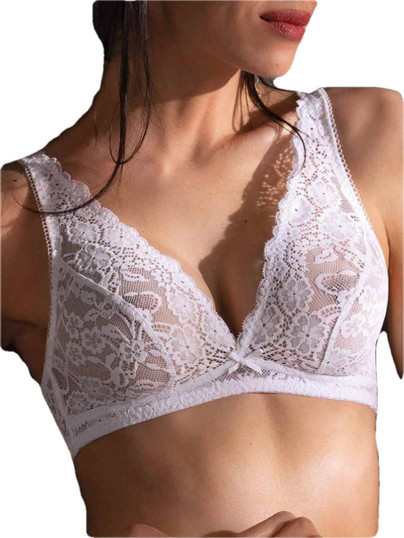 SIèLEI Reggiseno Donna Senza Ferretto Interamente in Pizzo Coppa B Art. 2678