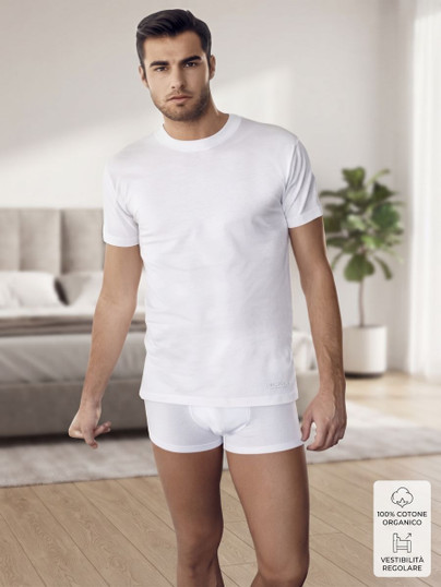 Nottingham (3 Pezzi) Maglia Intima Uomo Mezza Manica Girocollo in Cotone Interlock Rock - Offerta Multipack