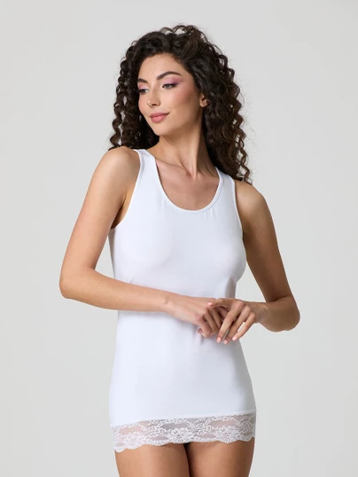 Jadea 4328 Canotta Donna Spalla Larga Inserti in Pizzo