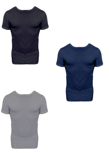 3 Pezzi T-Shirt Uomo Mezza Manica Scollo a V Nottingham TV700 in Cotone Jersey