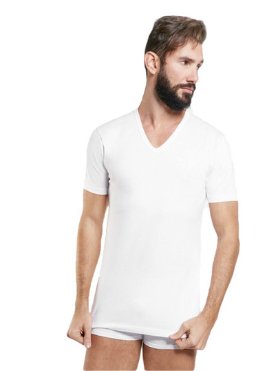 T-Shirt Uomo Mezza Manica Scollo a V Nottingham T41VC in Cotone Pettinato