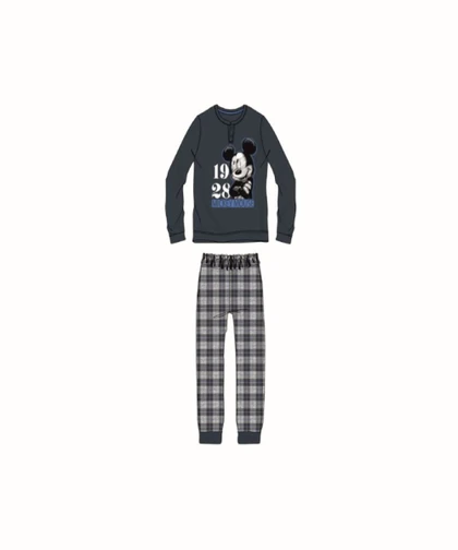 Pigiama Manica Lunga Ragazzo Mickey Mouse in cotone Interlock Collo serafino.
