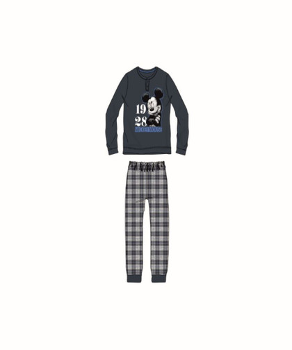 Pigiama Manica Lunga Ragazzo Mickey Mouse in cotone Interlock Collo serafino.