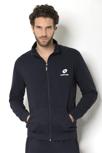 Giacca Tuta Uomo senza cappuccio Full zip in Felpa Lotto LA1106 polsino e tasche