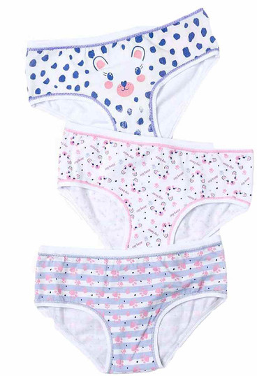 6 Slip Bambina Jadea in morbido cotone elasticizzato fantasia ed elastico