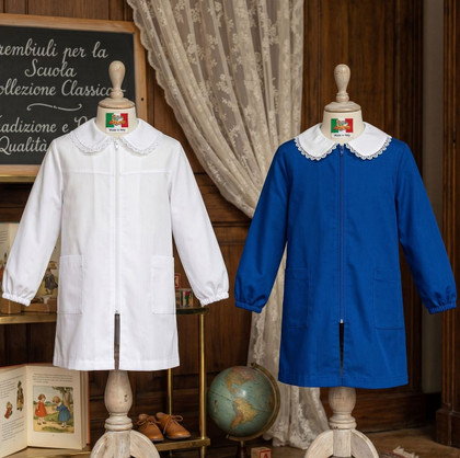 Grembiule Scuola Bambina Elementare Senza Ricamo Con Cerniera Zip Mariano