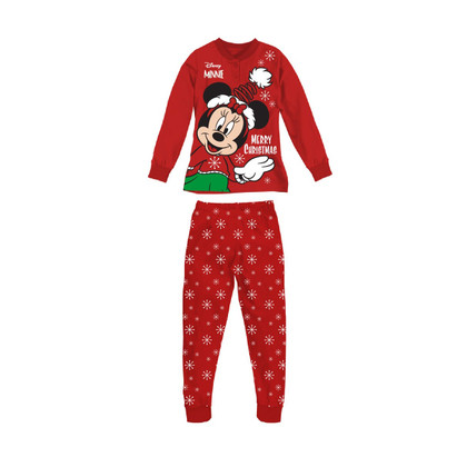 Pigiama Bambina Natale Minnie manica lunga 100%cotone Cartoon
