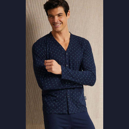 Pigiama uomo lungo estivo giacca aperta in cotone EP1184 Enrico Coveri