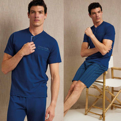 Pigiama uomo tre pezzi estivo mezza manica in cotone EP1166 Enrico Coveri