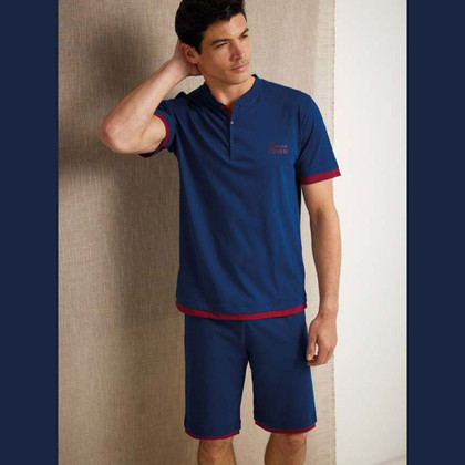 Pigiama uomo corto estivo collo serafino in cotone EP1177 Enrico Coveri