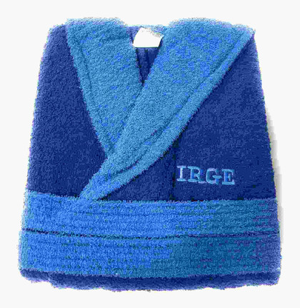 Accappatoio Adulto Unisex IRGE in spugna bicolore con cappuccio