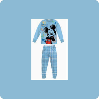 Pigiama Bambino Cotone Estivo Manica Lunga con Personaggio Mickey 5509