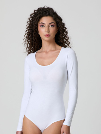Body Donna Scollo Lollo Manica Lunga Jadea 4154 in Cotone Elasticizzato