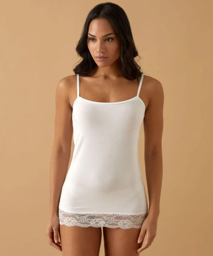Jadea 4327 Canotta Donna Spalla Stretta Inserti in Pizzo  in Cotone Elasticizzato