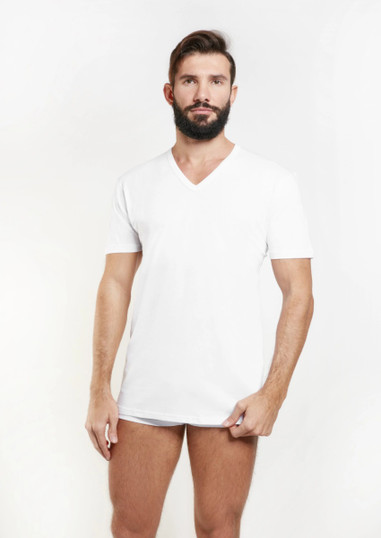 3 T- Shirt Uomo Mezza Manica Scollo a V Nottingham TV6103 in Cotone Pettinato