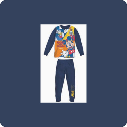 Pigiama Bambino Cotone Estivo Manica Lunga con Personaggio Mickey Pigiama Bambino Cotone Estivo Manica Lunga con Personaggio Mickey