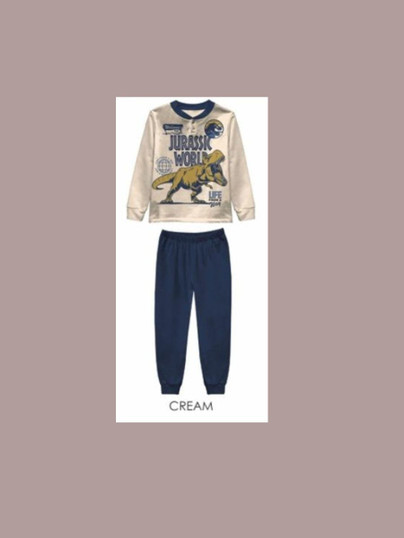 Pigiama bambino lungo in cotone invernale JURASSIC WORD 7628