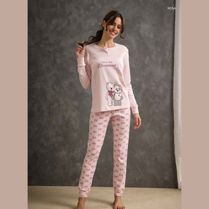 Pigiama da donna lungo invernale in caldo cotone GP6097 IL GRANCHIO Pigiama da donna lungo invernale in caldo cotone GP6097 IL GRANCHIO