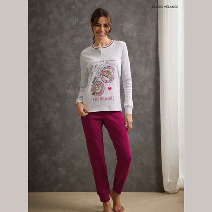 Pigiama da donna lungo invernale in caldo cotone GP6099 IL GRANCHIO