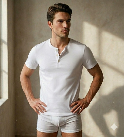Enrico Coveri ET1510 Maglia Uomo collo Serafino Mezza Manica Cotone Bielastico