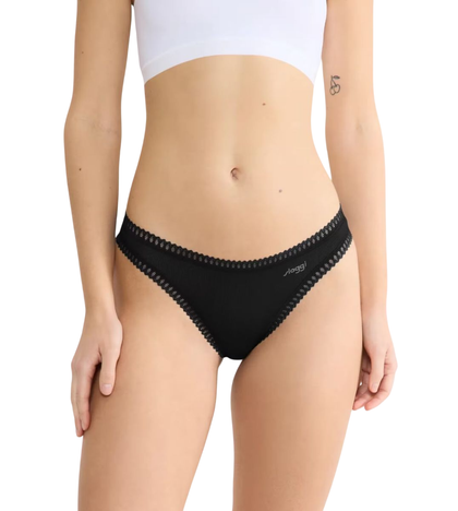 3pz Tanga donna in cotone,inserti in pizzo elasticizzato Go Crush STRING SLOGGI