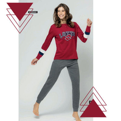 Pigiama donna invernale in cotone interlock manica lunga LP6106 LOTTO