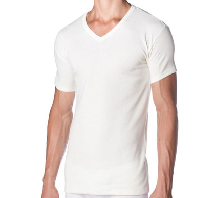 Maglia uomo Mezza manica scollo a v lana e cotone Made in Italy OP33 SpeedyLine