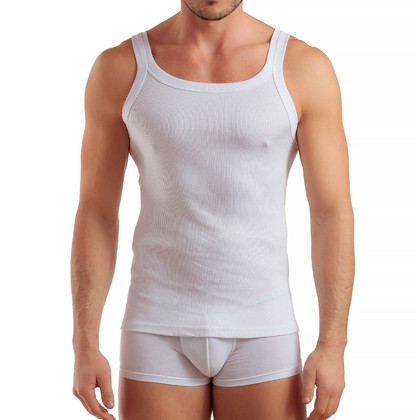 3 Pezzi Canottiera Enrico Coveri Uomo Spalla Stretta ET1105 in Cotone Costina1/1