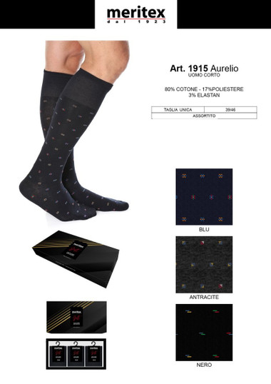 3 Paia Calza Uomo corta in Cotone 1915 MERITEX