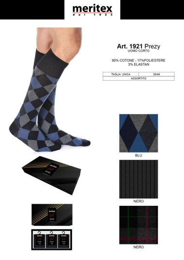 3 Paia Calza Uomo corta in Cotone 1921 MERITEX