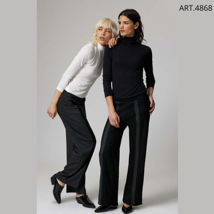 Pantalone in tessuto jacquard con bande frontali 4868 JADEA