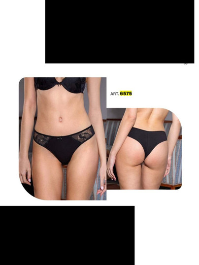 6 pezzi slip brasiliana donna in cotone con inserti in pizzo 6575 JADEA