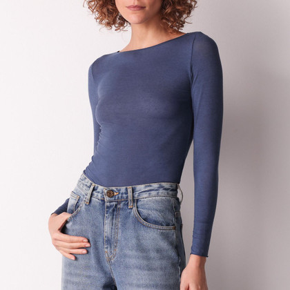 Maglia donna in modal e cashmere manica lunga scollo a barchetta ADD09 COTONELLA