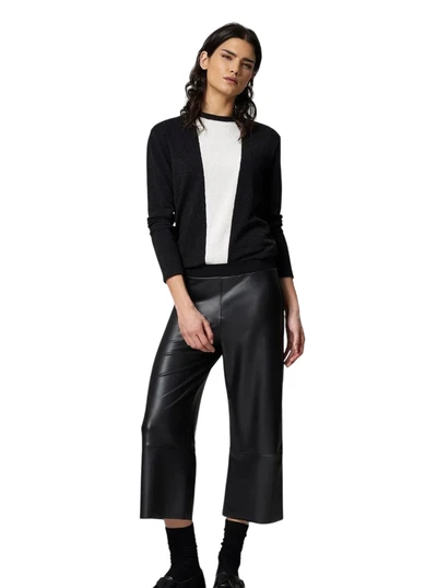 Pantalone donna capri palazzo finta pelle 4872 JADEA