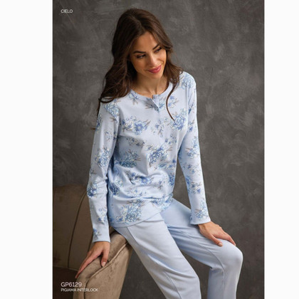 Pigiama donna invernale in caldo cotone lungo GP6129 IL GRANCHIO