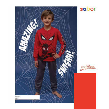Pigiama bambino in cotone felpato MV40M7611 SPIDERMAN SABOR Pigiama bambino in cotone felpato MV40M7611 SPIDERMAN SABOR