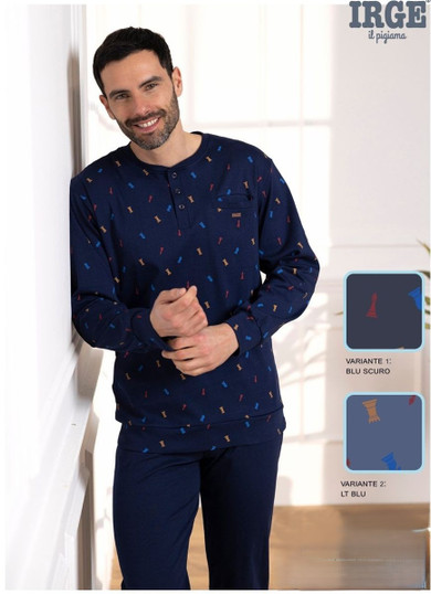 Pigiama uomo invernale caldo cotone interlock IRI2400 IRGE