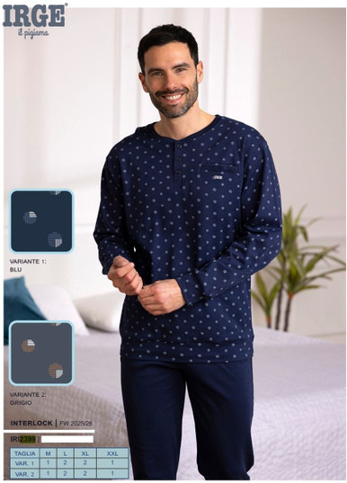 Pigiama uomo invernale caldo cotone interlock IRI2399 IRGE