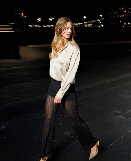 Pantalone in tulle trasparente e glitter con culotte 4826 Moda JADEA