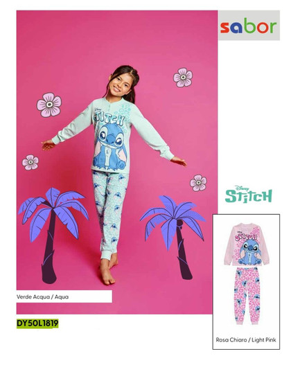 Pigiama bambina lungo in cotone estivo DY50L1819 STITCH