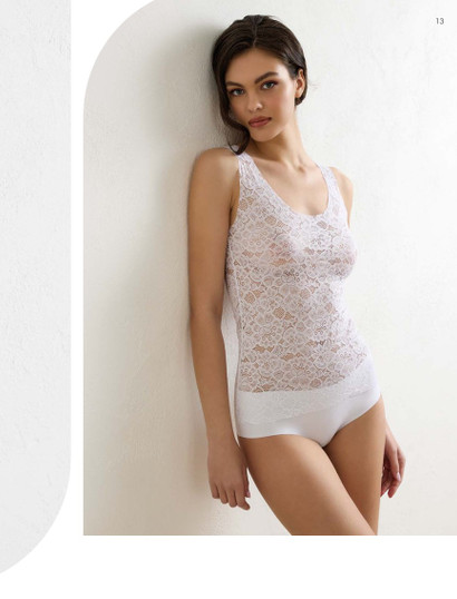 Canotta donna pizzo taglio laser spalla larga 8024 Jadea